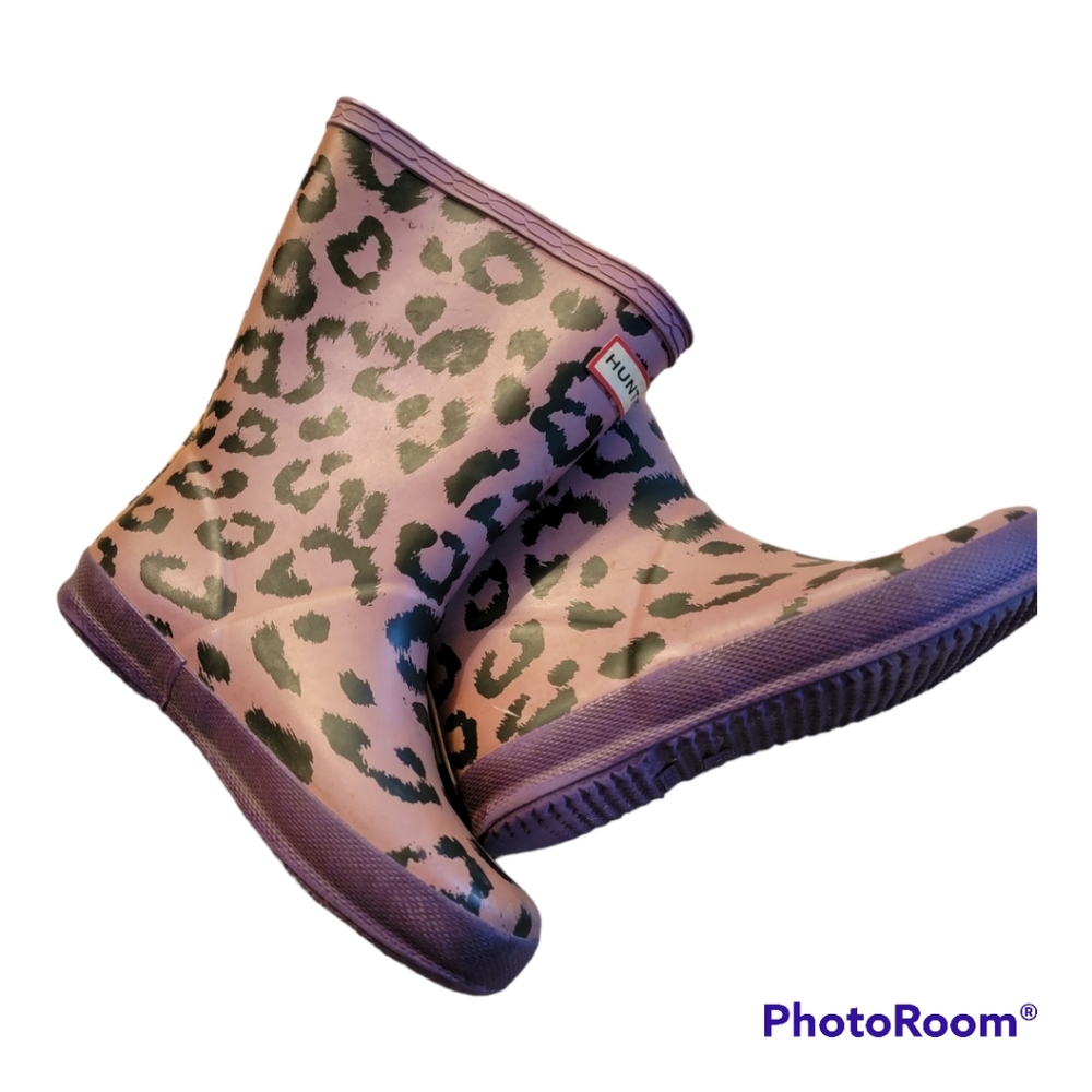 Purple Leopard Hunter Rain Boots Size 11